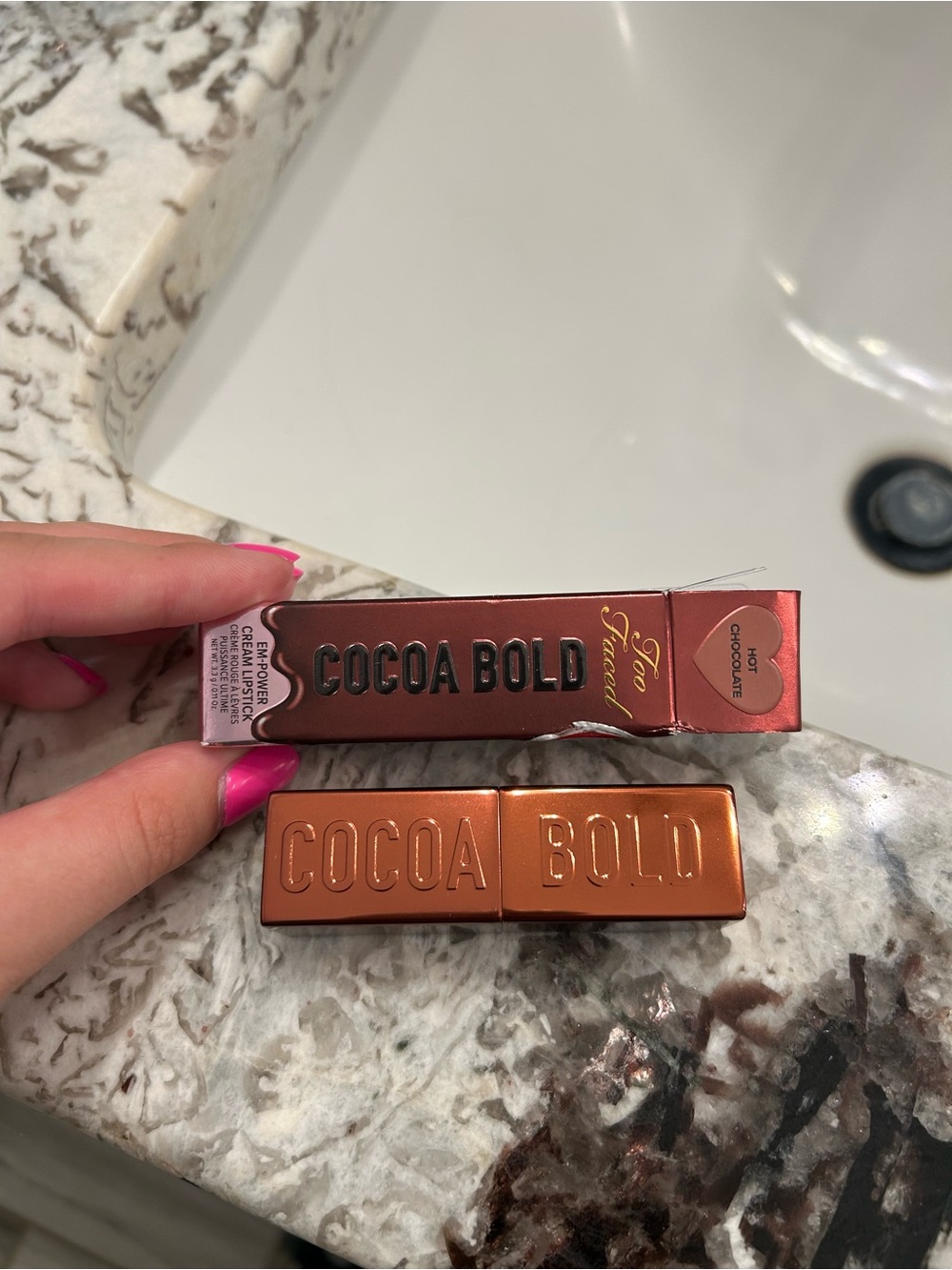 Too Faced Cocoa Bold Lipstick in Metallic Copper